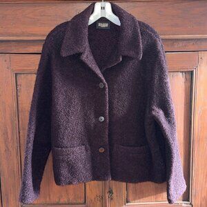 Eileen Fisher Eggplant Boucle Sweater, Size Large